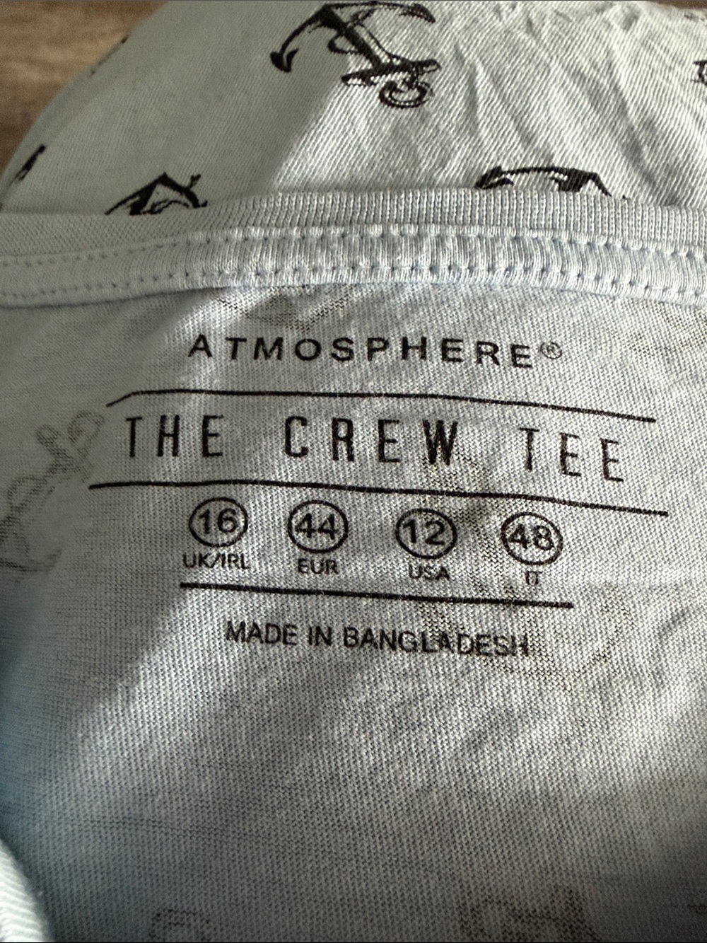 Atmosphere Light Blue Tee with Black Anchor Motif - Picture 2 of 3